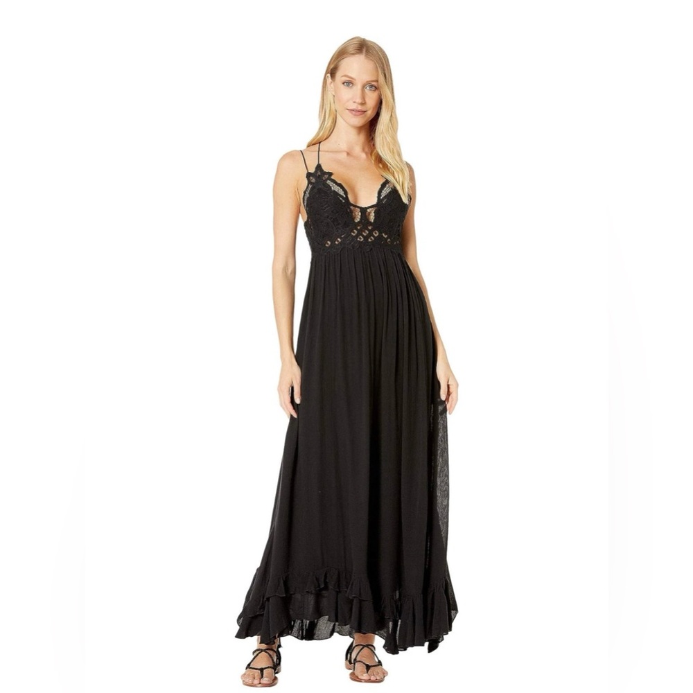 Free People Adella Maxi Slipdress With Sheer Lace Bodice And A Ruffled Skirt - Picture 2 of 13
